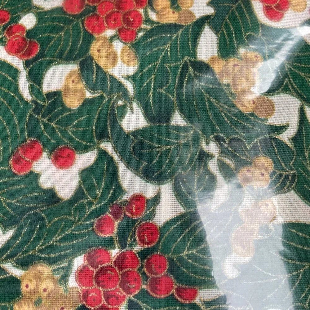 Vintage Holly Berry Christmas Print Tablecloth 52X70